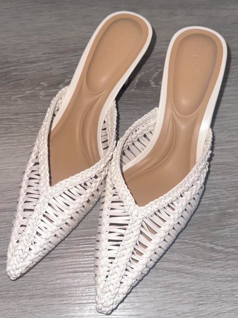 INC International Concepts White Woven Pointed-Toe Mule View 2